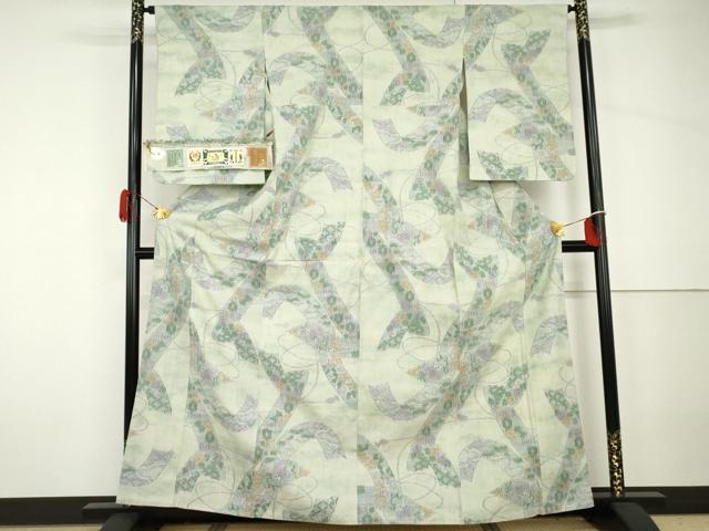 平和屋着物●本場結城紬 重要無形文化財 奥順 100亀甲 もろ入り 鬘帯吉祥花文 証紙付き 正絹 逸品 AABH7131cs