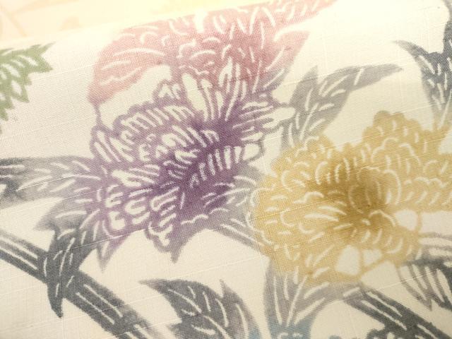 平和屋着物●江戸紅型 結城紬 訪問着 草花文 証紙付き 正絹 逸品 AABH7125cs