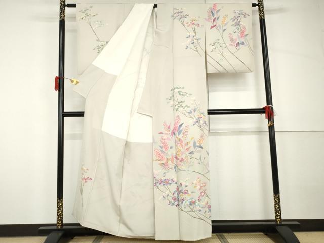 平和屋着物●本加賀友禅作家 杉村典重 訪問着 枝花文 正絹 逸品 AABH7128cs