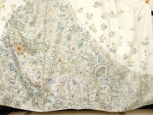平和屋着物●訪問着 作家物 刺繍 正倉院更紗花鳥文 金彩 正絹 逸品 AABH7135cs