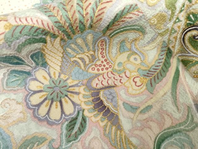 平和屋着物●訪問着 作家物 刺繍 正倉院更紗花鳥文 金彩 正絹 逸品 AABH7135cs