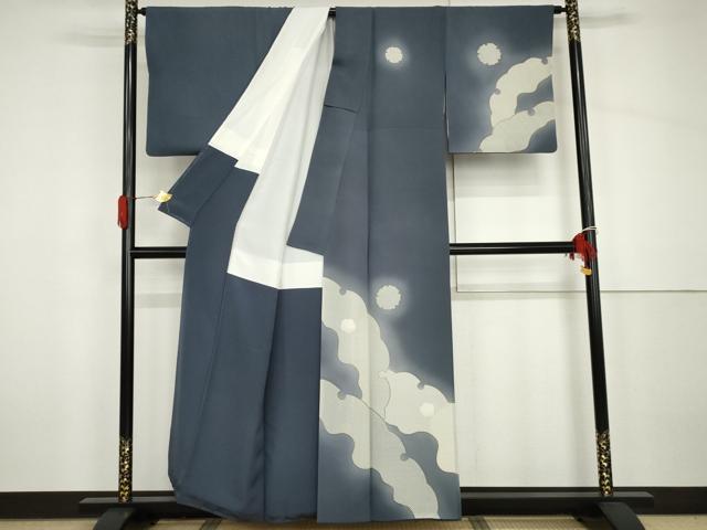 平和屋着物●訪問着 駒刺繍 鹿の子雪輪文 暈し染め 正絹 逸品 AABH7182cs