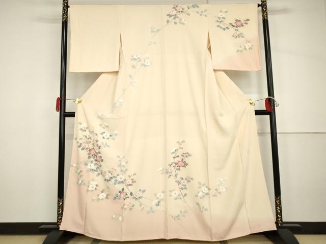 平和屋着物●訪問着 友禅 作家物 枝花文 暈し染め 正絹 逸品 未使用 AABH7177cs