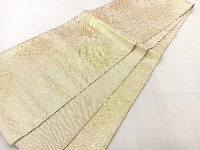 平和屋着物◎佐賀錦 全通柄袋帯 亀甲文 金糸 正絹 逸品 AABH5536uk