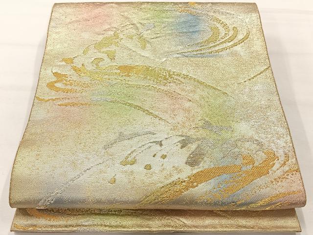 平和屋着物◎六通柄袋帯 流水文 金銀糸 三越扱い 正絹 逸品 AABH5534uk