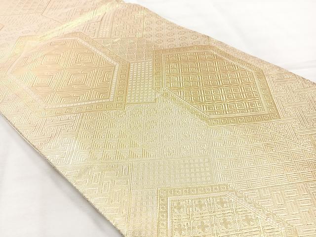 平和屋着物◎佐賀錦 全通柄袋帯 亀甲文 金糸 正絹 逸品 AABH5536uk