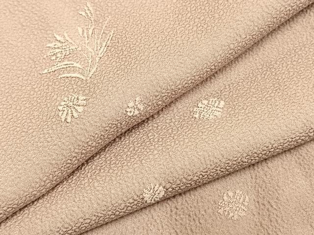 平和屋着物●上質な色無地 草花地紋 石竹色 正絹 逸品 AABH4818fy