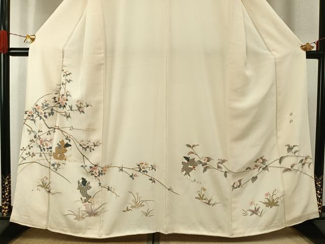 平和屋着物●訪問着 作家物 人物枝花文 金彩 正絹 逸品 AABH4841fy