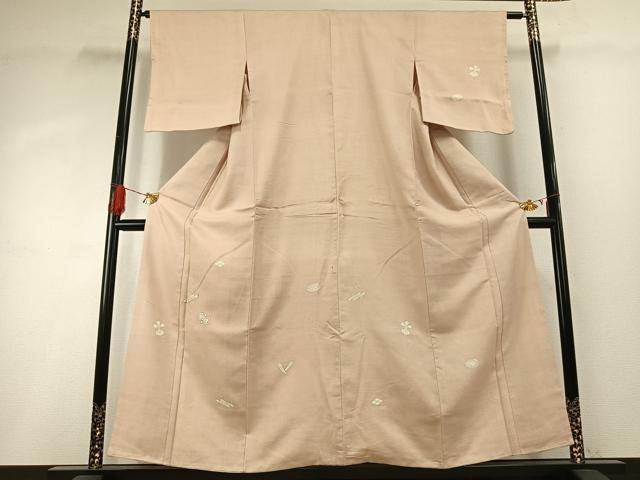 平和屋着物●訪問着 紬地 駒刺繍 宝尽くし文様 銀彩 正絹 逸品 AABH4842fy