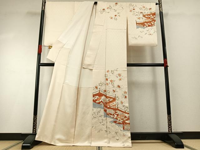 平和屋着物●訪問着 作家物 幔幕 枝花文 金彩 正絹 逸品 AABH4876fy