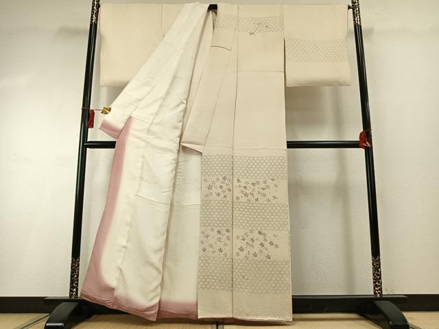 平和屋着物●訪問着 刺繍 舞花文 銀糸 銀彩 正絹 逸品 AABH4882fy