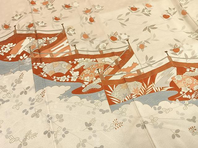 平和屋着物●訪問着 作家物 幔幕 枝花文 金彩 正絹 逸品 AABH4876fy