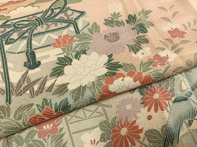 平和屋着物●訪問着 友禅 貝桶花文 暈し染め 正絹 逸品 AABH4873fy