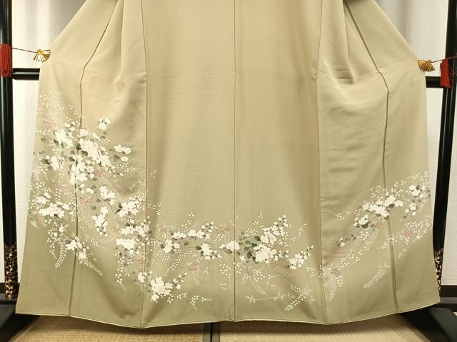 平和屋着物●訪問着 友禅 枝花文 暈し染め 正絹 逸品 AABH4894fy