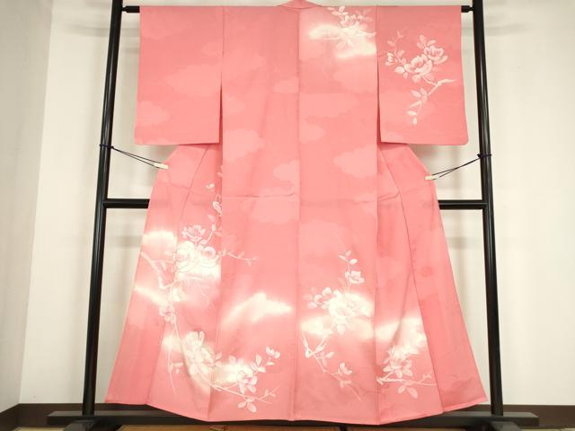 平和屋着物▽訪問着 単衣 駒刺繍 雲取り花文 手描き 暈し染め 正絹 逸品 DABE4139az