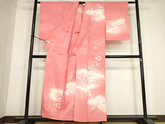 平和屋着物▽訪問着 単衣 駒刺繍 雲取り花文 手描き 暈し染め 正絹 逸品 DABE4139az