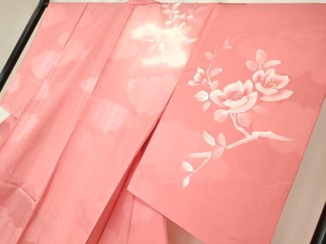 平和屋着物▽訪問着 単衣 駒刺繍 雲取り花文 手描き 暈し染め 正絹 逸品 DABE4139az