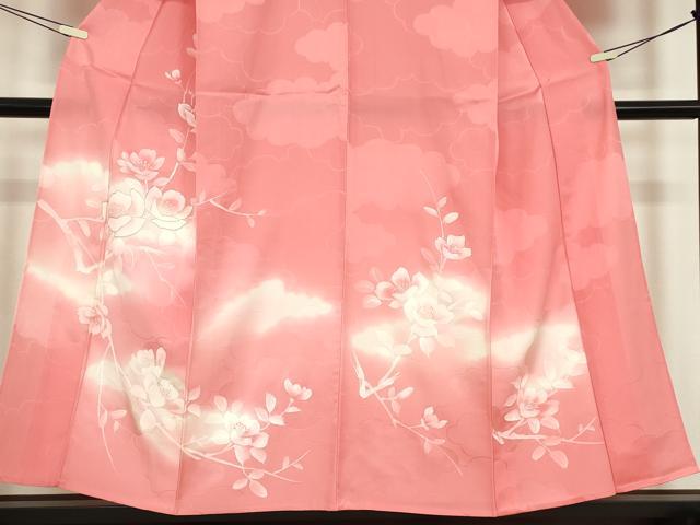 平和屋着物▽訪問着 単衣 駒刺繍 雲取り花文 手描き 暈し染め 正絹 逸品 DABE4139az