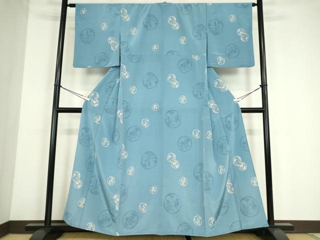 平和屋着物▽小紋 単衣 花丸文 やまと誂製 洗える着物 DABE4155az