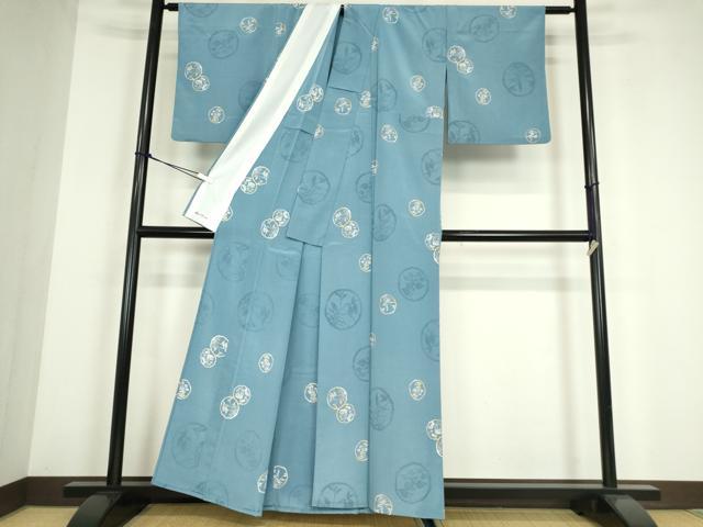 平和屋着物▽小紋 単衣 花丸文 やまと誂製 洗える着物 DABE4155az