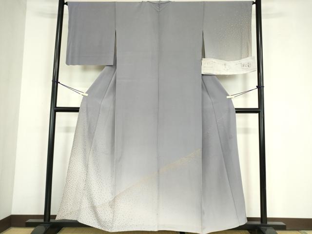 平和屋着物▽人間国宝 福田喜三郎 訪問着 単衣 箔散らし 暈し染め 金彩 伊と幸 鈴乃屋扱い 反端付き 正絹 逸品 DABE4165az