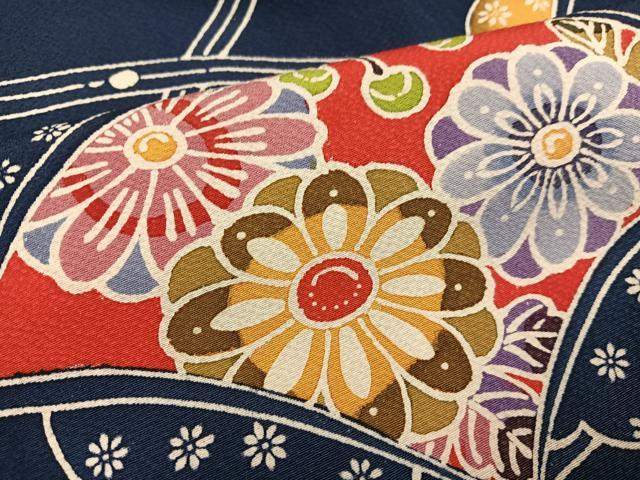 平和屋着物●訪問着 紅型 草花文 正絹 逸品 AABH6948ph