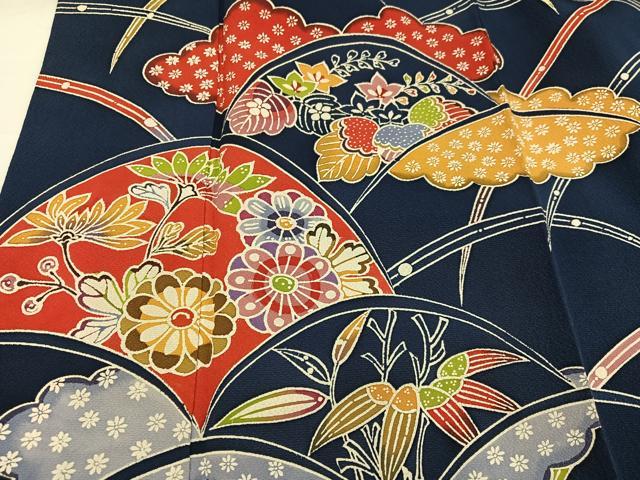 平和屋着物●訪問着 紅型 草花文 正絹 逸品 AABH6948ph