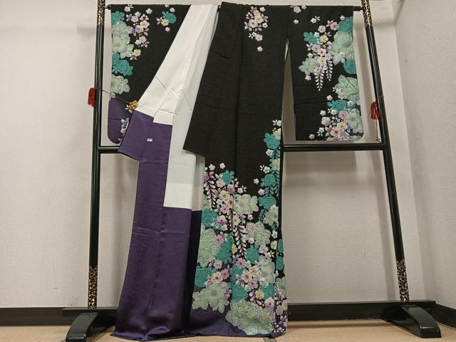 平和屋着物●越後十日町の一流染匠 桐屋・翠山工房 徳永憲峯 小振袖 二尺袖 辻が花 金彩 金通し地 正絹 逸品 AABH6937ph