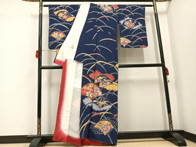 平和屋着物●訪問着 紅型 草花文 正絹 逸品 AABH6948ph