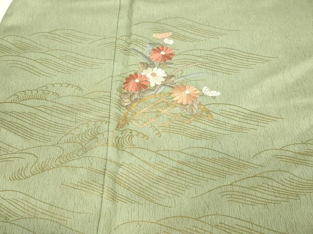 平和屋着物■訪問着 刺繍 草花文 暈し染め 金彩 正絹 逸品 DABD3382sf