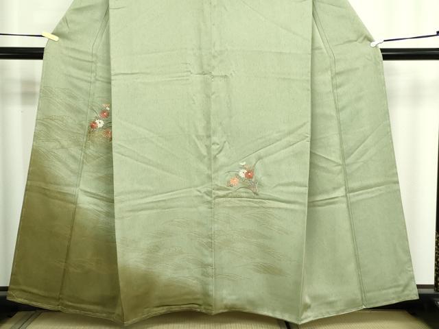 平和屋着物■訪問着 刺繍 草花文 暈し染め 金彩 正絹 逸品 DABD3382sf