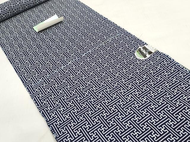 平和屋着物*夏物 男性 浴衣 反物 着尺 東京本染 はずみ染 紗綾形 キングサイズ 綿 未使用 DABD7535zzz