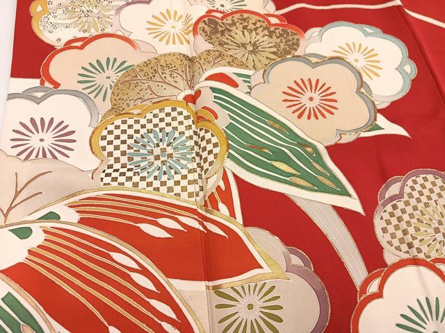 平和屋着物●友禅白木染匠 二代目 白木周生 振袖 駒刺繍 松竹梅文 金彩 正絹 逸品 AABH8263ph