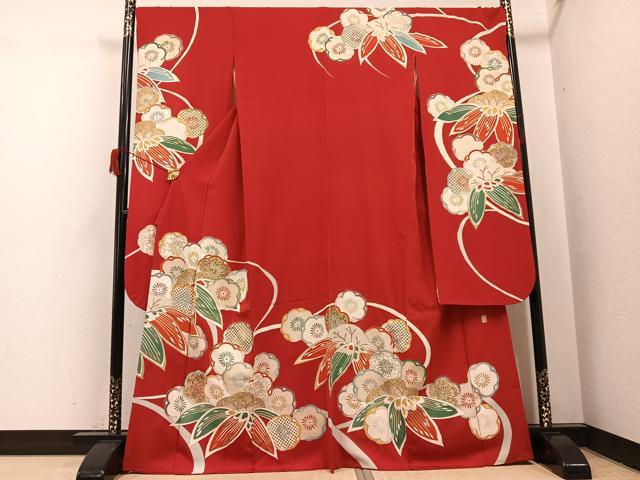 平和屋着物●友禅白木染匠 二代目 白木周生 振袖 駒刺繍 松竹梅文 金彩 正絹 逸品 AABH8263ph