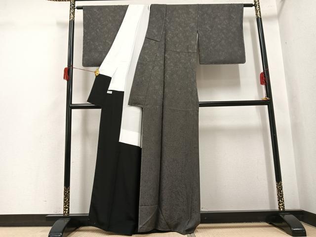 平和屋着物●江戸小紋 鮫小紋柄 黒地 正絹 逸品 未使用 AABH8273ph