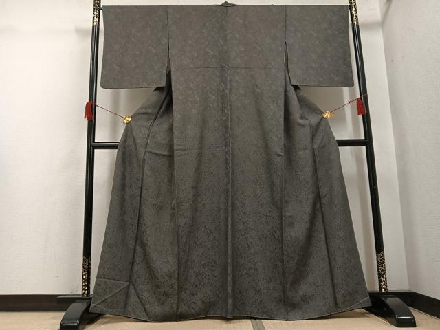 平和屋着物●江戸小紋 鮫小紋柄 黒地 正絹 逸品 未使用 AABH8273ph