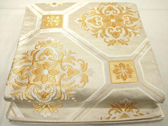 平和屋着物◎六通柄袋帯 蜀江花文 金銀糸 正絹 逸品 DABE2877cd