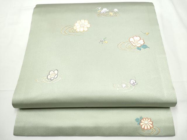 平和屋着物●九寸開き名古屋帯　唐織　流水花文　金銀糸　正絹　逸品　CABF5290hy 平和屋着物○九寸開き名古屋帯 唐織 流水花文 金銀糸 正絹