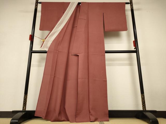 平和屋着物*夏物 色無地 絽 茶色 正絹 逸品 AABH6552jd