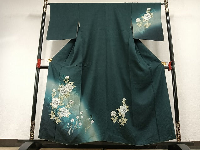 平和屋着物●訪問着 草花文 暈し染め 金銀彩 正絹 逸品 AABH4902fy
