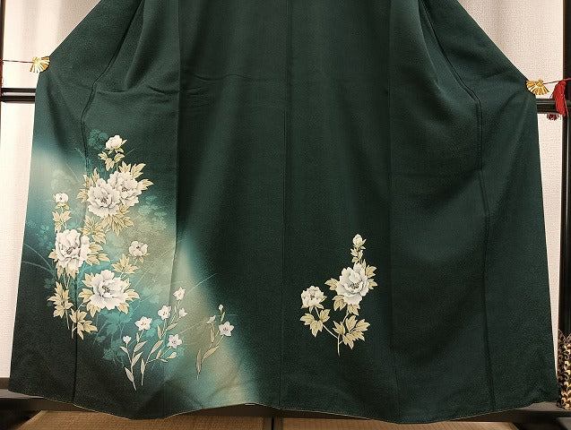 平和屋着物●訪問着 草花文 暈し染め 金銀彩 正絹 逸品 AABH4902fy