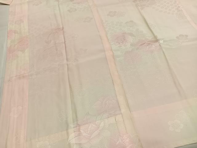 平和屋着物●振袖用長襦袢 無双仕立て 草花地紋 暈し染め 半衿刺繍 正絹 逸品 AABH4938fy
