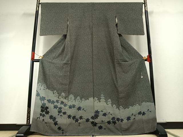 平和屋着物●江戸小紋染工房 小林染芸 小林茂徳 江戸小紋 訪問着 蔦の葉文 正絹 逸品 AABH4942fy