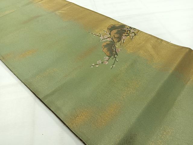 平和屋着物◎太鼓柄袋帯 梅松文 引箔 正絹 逸品 AABH5557uk