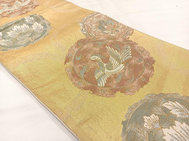平和屋着物◎六通柄袋帯 花鳥更紗文 金銀糸 正絹 逸品 AABH8710uk