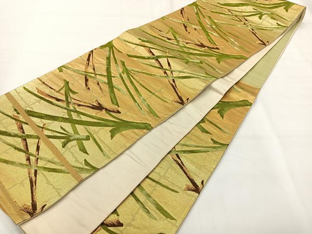 平和屋着物◎六通柄袋帯 唐織 敷松葉 金糸 正絹 逸品 AABH8718uk