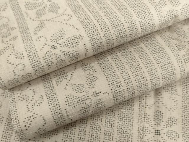 平和屋着物●結城紬 100亀甲 花唐草間道 正絹 逸品 AABH8917cs