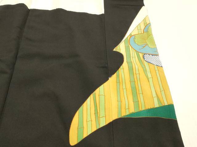 平和屋着物■豪華黒留袖 駒刺繍 鳳凰文 松竹梅 金彩 正絹 逸品 DABE6091cm