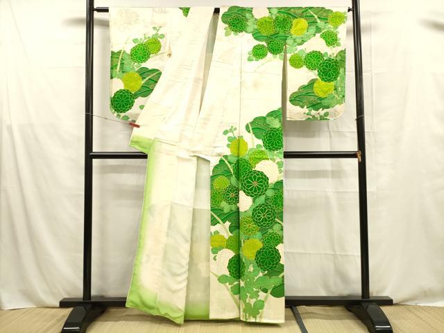 平和屋着物■訪問着 駒刺繍 飛鶴草花文 金彩 正絹 逸品 DABE6082cm