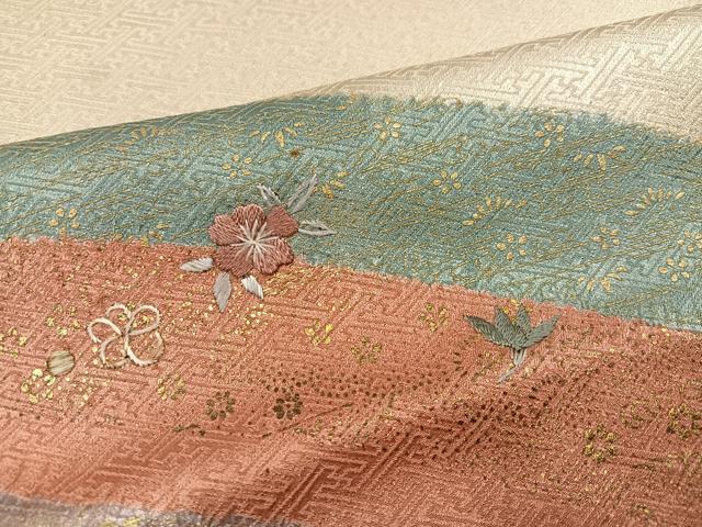 平和屋着物●訪問着 刺繍 草花文 金彩 正絹 逸品 AABH8373ph